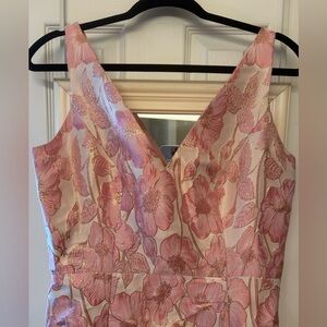 Pink Floral V-Neck Wedding Dress